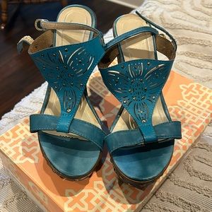 Turquoise platform sandals